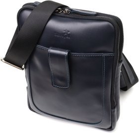 Черная мужская сумка через плечо из гладкой кожи SHVIGEL 2422142