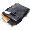 Черная мужская сумка через плечо из гладкой кожи SHVIGEL 2422142 - 6