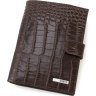 Коричневое мужское портмоне из натуральной кожи с блоком под документы KARYA (55950)
