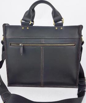 Стильная мужская сумка портфель из кожи Крейзи черная с желтым VATTO (11692) - 2