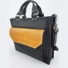 Стильная мужская сумка портфель из кожи Крейзи черная с желтым VATTO (11692) - 4