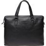 Мужская кожаная сумка под ноутбук классического дизайна в черном цвете Keizer (21406) - 1