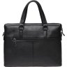 Мужская кожаная сумка под ноутбук классического дизайна в черном цвете Keizer (21406) - 3