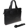 Мужская кожаная сумка под ноутбук классического дизайна в черном цвете Keizer (21406) - 4