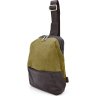 Мужской рюкзак-слинг на одно плечо из натуральной кожи и текстиля TARWA (21689) - 1