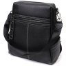 Черный женский рюкзак-сумка из натуральной кожи с белой строчкой Vintage 2422314 - 3