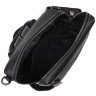 Черный женский рюкзак-сумка из натуральной кожи с белой строчкой Vintage 2422314 - 5