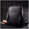 Черный женский рюкзак-сумка из натуральной кожи с белой строчкой Vintage 2422314 - 7