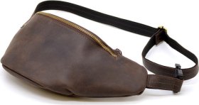 Большая коричневая винтажная сумка-бананка из натуральной кожи TARWA (21647)