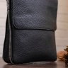 Мужская черная сумка через плечо из натуральной кожи с выраженной фактурой SHVIGEL (11016) - 9