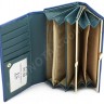 Женский красивый кожаный кошелек лакового синего цвета (вмещает много карточек) ST Leather (17496) - 2
