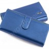 Женский красивый кожаный кошелек лакового синего цвета (вмещает много карточек) ST Leather (17496) - 6
