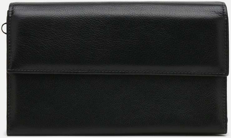 Мужской кожаный клатч-барсетка черного цвета с клапаном Ricco Grande (22085)
