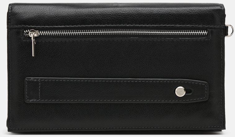 Мужской кожаный клатч-барсетка черного цвета с клапаном Ricco Grande (22085)