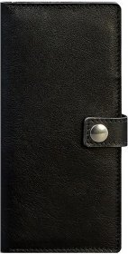 Тревел-кейс черного цвета из натуральной кожи с хлястиком на кнопке BlankNote (12943)