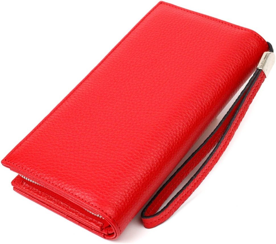 Модный женский кошелек-клатч из натуральной кожи красного цвета с блоком для кредитных карт Tony Bellucci (2422034)