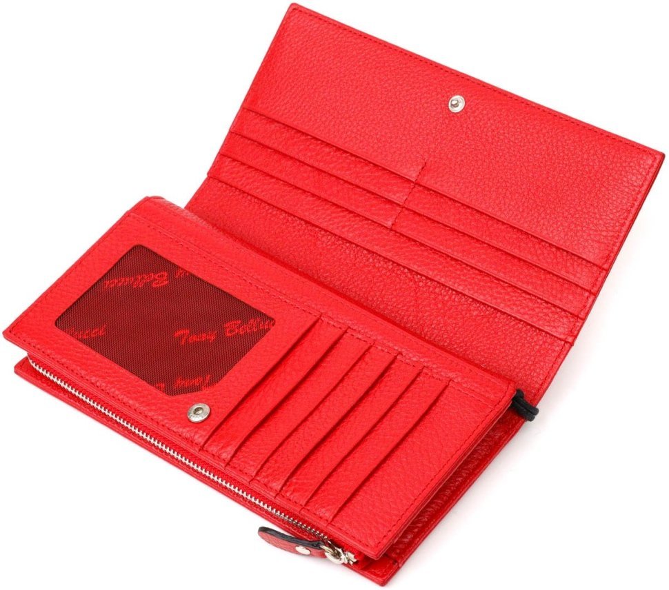 Модный женский кошелек-клатч из натуральной кожи красного цвета с блоком для кредитных карт Tony Bellucci (2422034)
