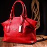 Вместительна женская сумка из натуральной кожи красного цвета KARYA (2420937) - 10