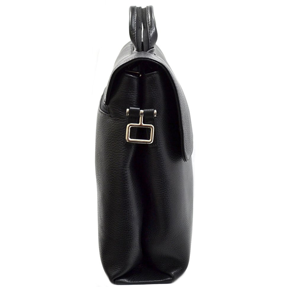 Вместительная сумка-портфель из мягкой кожи черного цвета - DESISAN (11586)