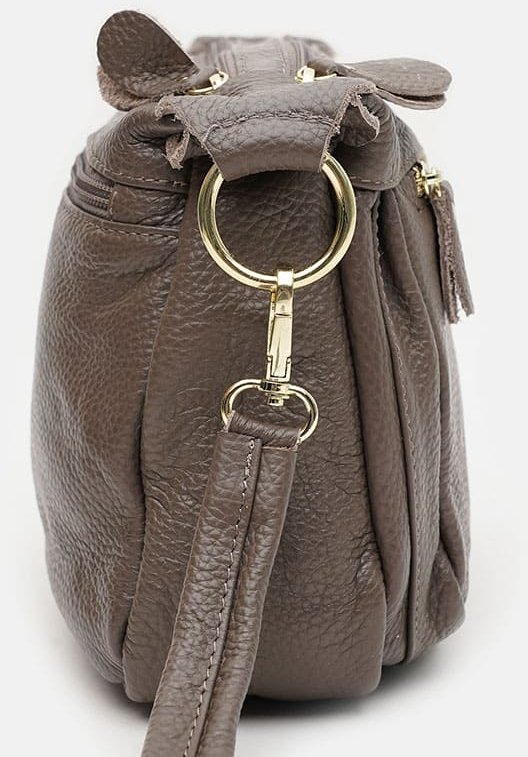 Женская сумка из фактурной кожи серого цвета на два отделения Borsa Leather (21278)