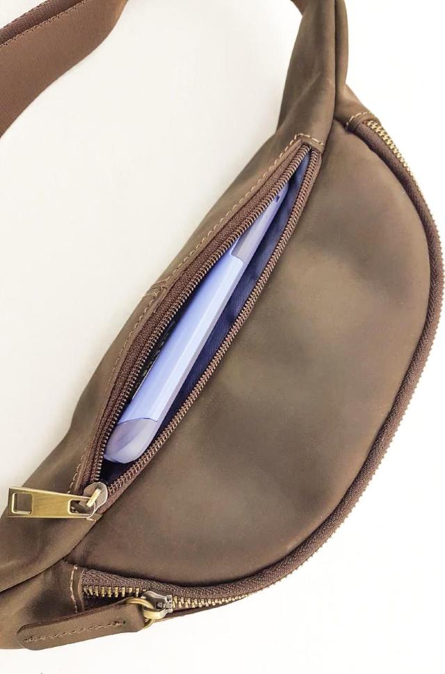 Стильная мужская сумка бананка из винтажной кожи VATTO (11793)