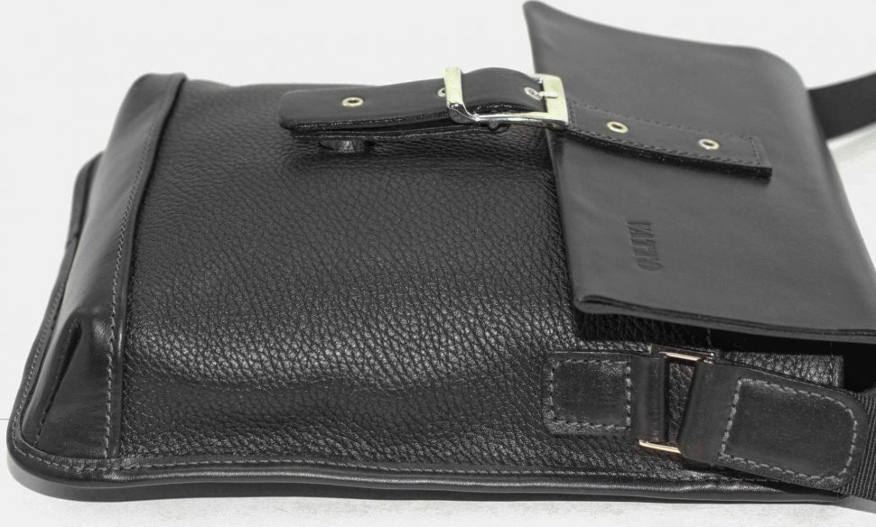 Компактная сумка планшет черного цвета из двух видов кожи VATTO (11992)