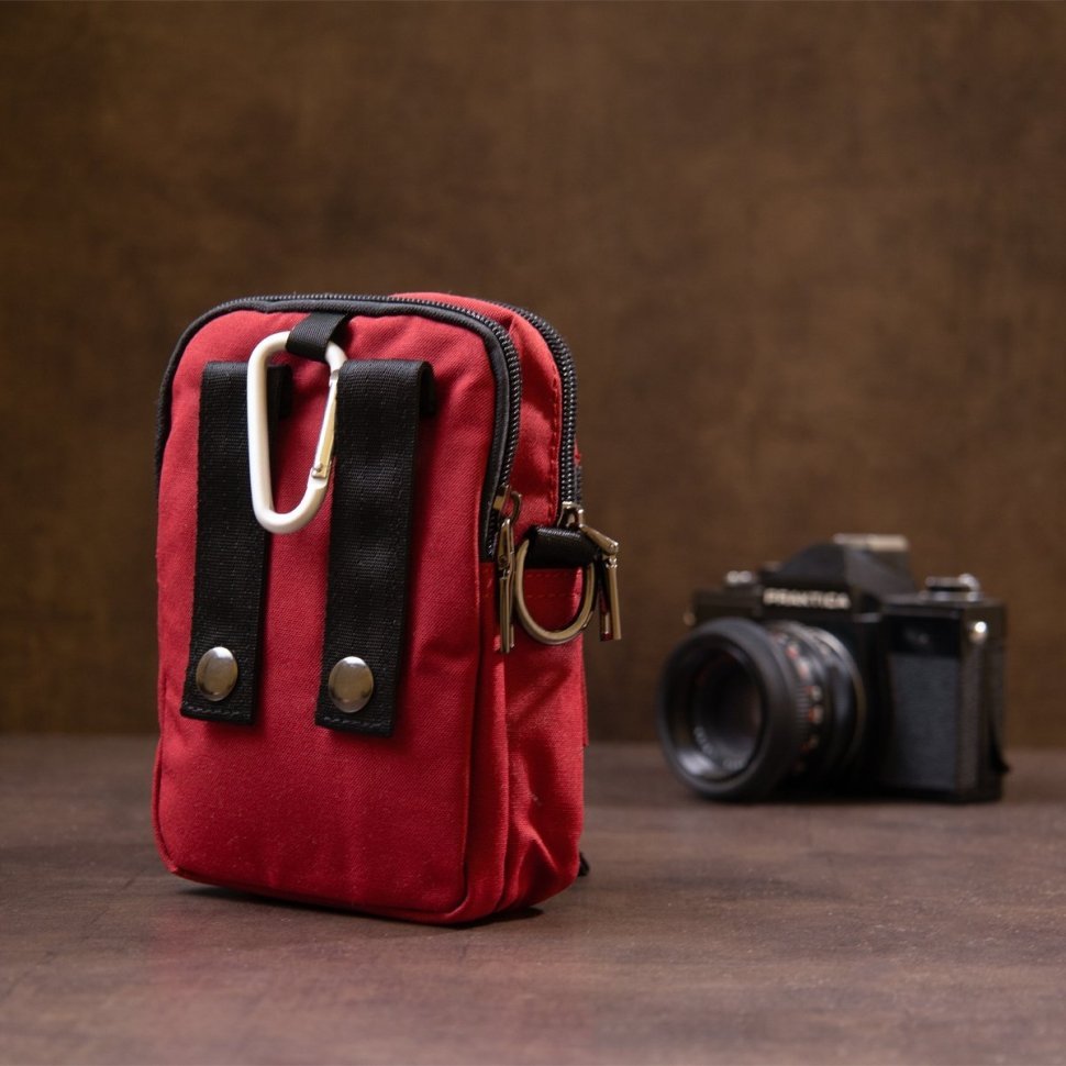 Мужская сумка на пояс из нейлона красного цвета Vintage (20647)