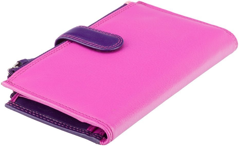 Розово-фиолетовый женский купюрник из натуральной кожи с RFID - Visconti Bermuda 68751