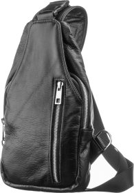 Практичная мужская сумка-рюкзак из натуральной кожи черного цвета SHVIGEL (13903)