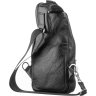 Практичная мужская сумка-рюкзак из натуральной кожи черного цвета SHVIGEL (13903) - 2