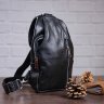 Практичная мужская сумка-рюкзак из натуральной кожи черного цвета SHVIGEL (13903) - 5