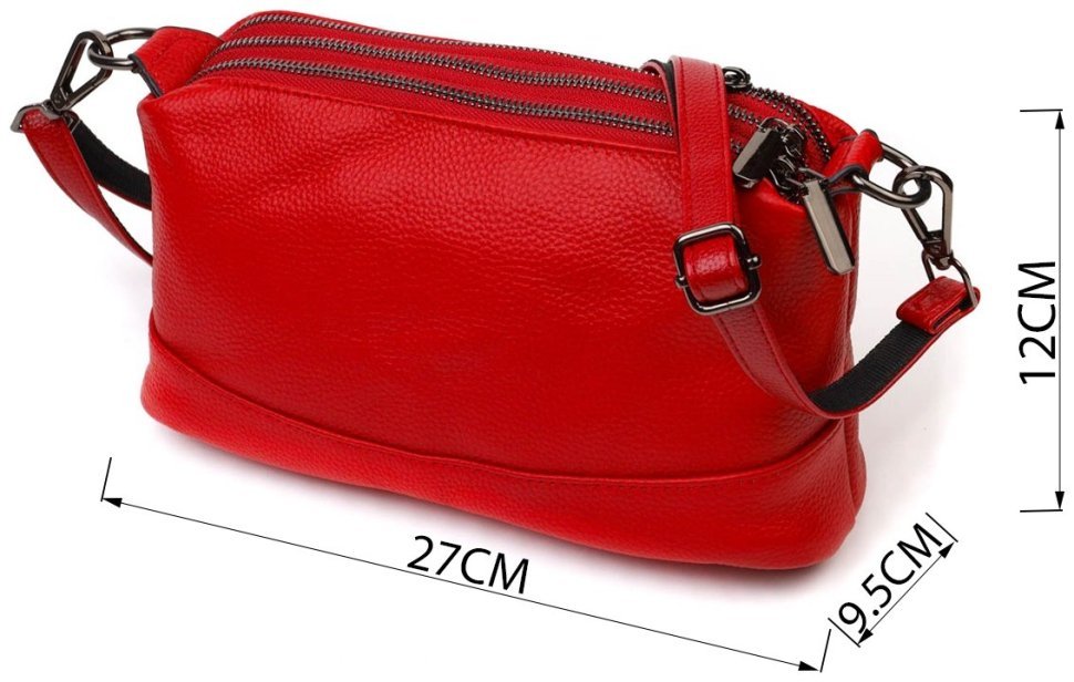 Яркая женская сумка-кроссбоди на три отделения из натуральной кожи Vintage (2422102) 