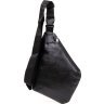 Черная тонкая мужская сумка-слинг из кожзаменителя Vintage (20565) - 2