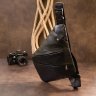 Черная тонкая мужская сумка-слинг из кожзаменителя Vintage (20565) - 6