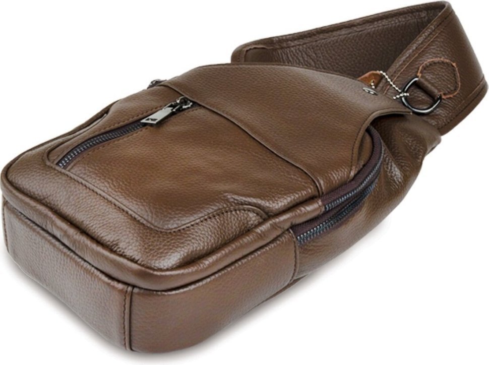 Коричневая сумка-рюкзак через плечо из натуральной кожи Vintage (14390)