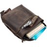 Мужская наплечная сумка коричневого цвета из натуральной кожи в стиле винтаж SHVIGEL (11103) - 5