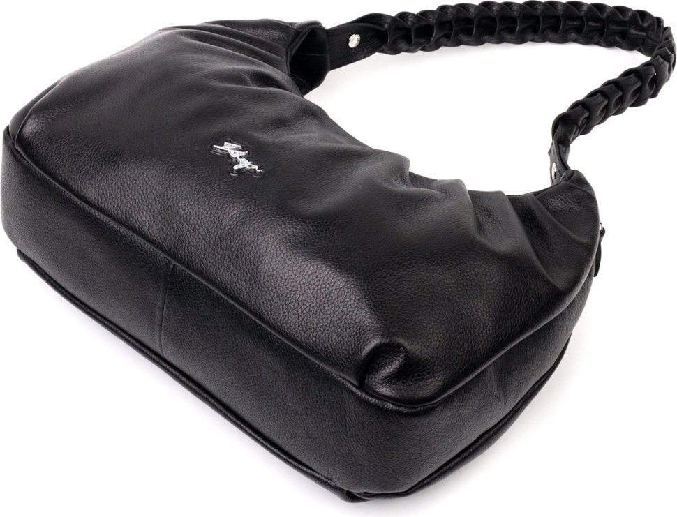 Черная женская сумка-багет из натуральной кожи с одной лямкой KARYA (2420838)