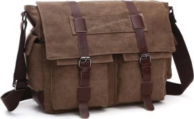 Функціональна коричнева сумка з текстилю на плече Vintage (20150)