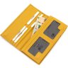 Желтый кожаный кошелек из фактурной кожи большого размера KARYA (21060) - 8