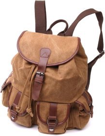 Большой текстильный мужской рюкзак коричневого цвета с клапаном на магните Vintage 2422155