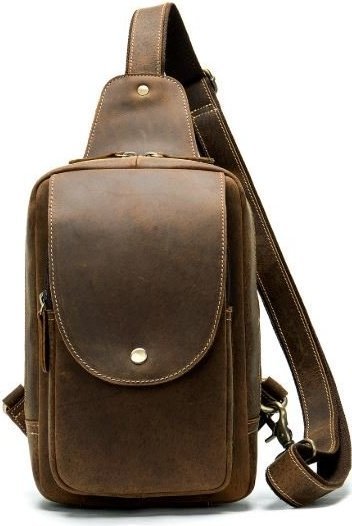 Винтажная кожаная сумка - рюкзак через плечо VINTAGE STYLE (14855)