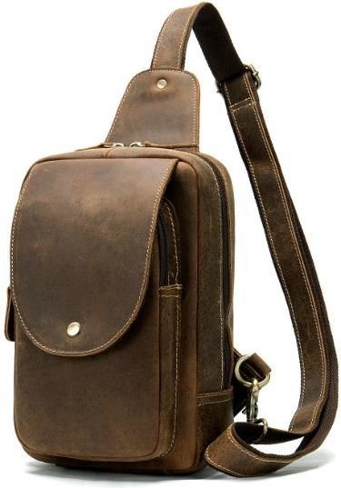 Винтажная кожаная сумка - рюкзак через плечо VINTAGE STYLE (14855)