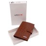 Вертикальное портмоне из кожи рыжего цвета с отделением для паспорта KARYA (0405-61) - 7