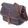 Черная горизонтальная мужская сумка из текстиля с клапаном Vintage (2421247)  - 1