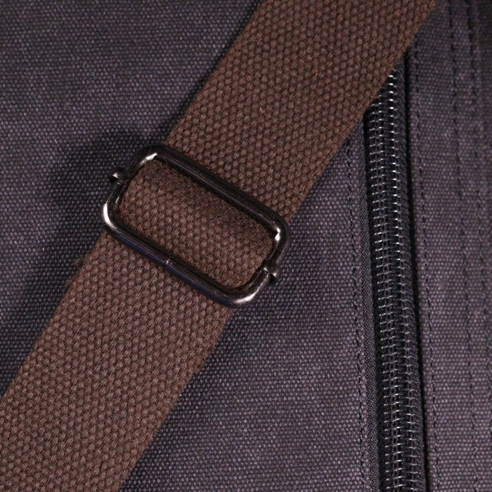 Черная горизонтальная мужская сумка из текстиля с клапаном Vintage (2421247) 