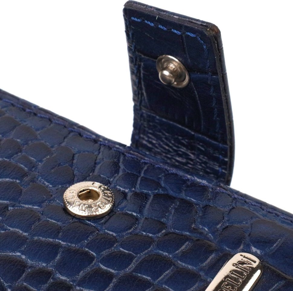 Синее мужское портмоне из натуральной кожи с тиснением под рептилию CANPELLINI (2421889)