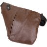 Темно-коричневая тонкая мужская сумка-слинг их кожзама Vintage (20566) - 3