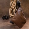 Темно-коричневая тонкая мужская сумка-слинг их кожзама Vintage (20566) - 7