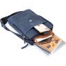 Мужская синяя сумка-планшет на два отделения из винтажной кожи SHVIGEL (11284) - 4
