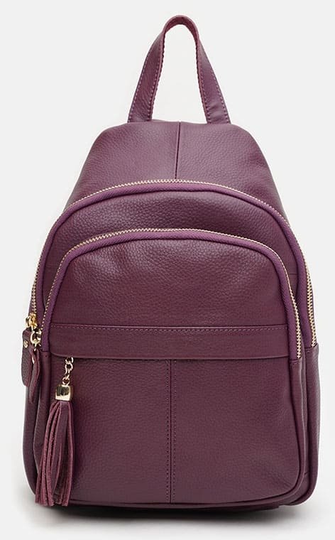 Женский рюкзак фиолетового цвета из натуральной кожи Borsa Leather (21296)